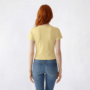 Juniors No Comment Star Denim Applique Baby Tee - Star alternate view
